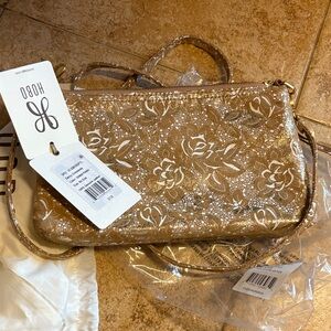 HOBO Metallic Gold Floral Women's Hobo Bag